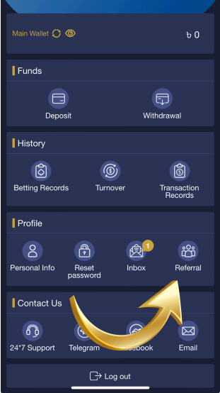 Click on the referral